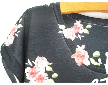 Moterų top tees gėlių spausdinti vasaros tees 2016 mados dizaino mergina, t-marškinėliai, maža kaina, nemokamas pristatymas