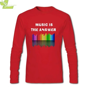 Muzika Yra Atsakymas DJ Muzikos Ritmas Ekvalaizeris Naujausias Dizaino T-shirt Vyrai Berniukas Apvalios Kaklo, ilgomis Rankovėmis Medvilnės Vyrų Drabužiai Azijos Dydis