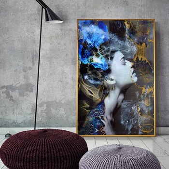 Mėlyna Gėlė miško Abstrakti Moteris Tapybos Drobė Art Wall Print Nuotraukos Egzempliorių Skaičius Namų Dekoras Drobė be Rėmelio Namų Dekoro