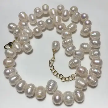 NAUJAS Natūralių gėlavandenių perlų 8-9 mm barlow nereguliarus balta rausva, violetinė karoliai 48 cm