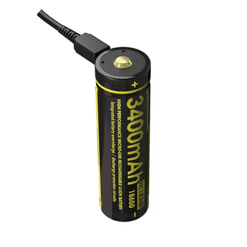 NITECORE NL1834R 3400mAh Didelio Našumo Micro-USB Li-ion Baterija 12.24 Wh 3,6 V Mygtuką Viršuje 18650 Baterija Saugomos