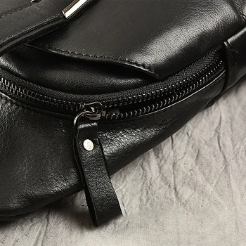 NUPUGOO Atsitiktinis Krūtinės Krepšys Vyrų Originali Odinė USB Įkrovimo Crossbody Sling Bag Black Jaunimo Mados Pečių 7.9 Colių 