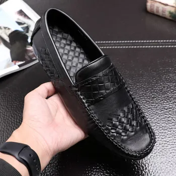 Natūralios odos 2019 Aukštos kokybės Rankų mezgimo Laisvalaikio bateliai Doug batus Koja Vėdinimo Populiarus Doug batai