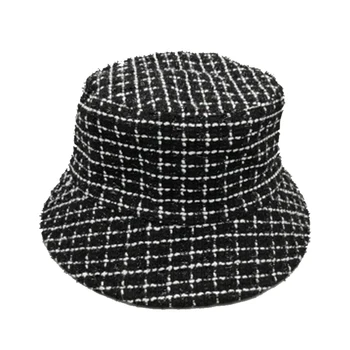 Nauja, moterų žiemos skrybėlės pavasario Sulankstomas Houndstooth pledas purus kibirą skrybėlės dizaineris Grįžtamasis žvejys skrybėlę variklio dangčio bžūp sunhat