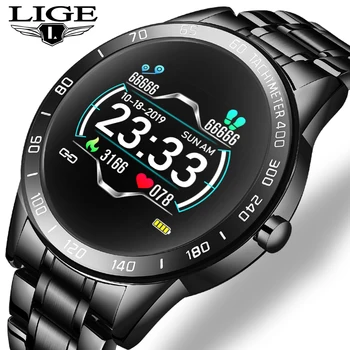 Nauja plieno smart watch vyrų odos smart žiūrėti vandeniui sporto Informacijos priminimas Fitness tracker smartwatch 