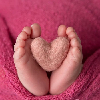 Naujagimio Fotografijos Rekvizitai Baby Girl Berniuko Rankų Darbo Veltiniai Vilnos Meilės Širdies Formos Fotografia Šaudyti Foto Pasiūlymo Priedai