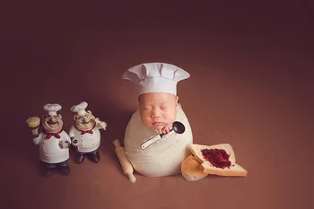 Naujagimio Fotografijos Virėjo Kepurę Temą Nustatyti Vaikų Fotografija Little Chef Kūdikių Virėjo Kepurę Trimitas
