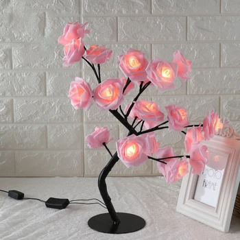 Naujai Rose Formos Stalo Lempa Gėlė, Rožė, Medis, Dekoratyvinės Šviesos Gyvenamasis Kambarys Miegamasis TE889