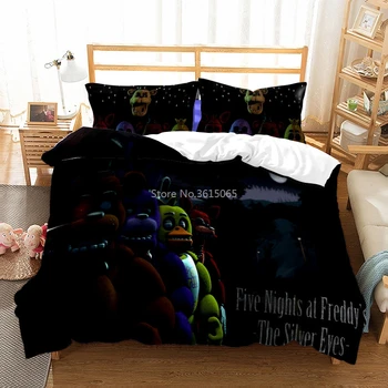 Naujas 3D Penkias Naktis Freddy Modelis Antklode Padengti su Pagalvę Padengti Patalynės Komplektas Twin Visą Karalienė King Size, Miegamojo Dekoro