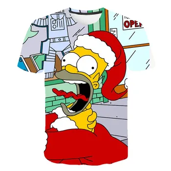 Naujas 3D spausdinimo anime Simpsonų Kalėdų vyrų, moterų ir vaikų marškinėliai T-shirt Harajuku stiliaus vyrų ir moterų su sam