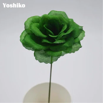 Naujas 8 cm, Tamsiai žalios, 50 Vnt Dirbtinių Rožių Gėlių Dekoracija Scenoje PASIDARYK pats Apdailos Netikrą Gėlės bučiavosi kamuolys Namų dekoro