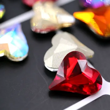 Naujas AAAA kokybės pointback klijai ant cirkonio 20pcs K9 stiklo crysyal Širdies formos Raudonos spalvos cirkonio 