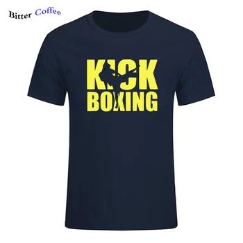 Naujas Aukštos kokybės prekės vyrų t-shirt kick bokso atsitiktinis trumpas rankovės o-kaklo mados kick bokso atspausdinti medvilnės marškinėliai vyrams