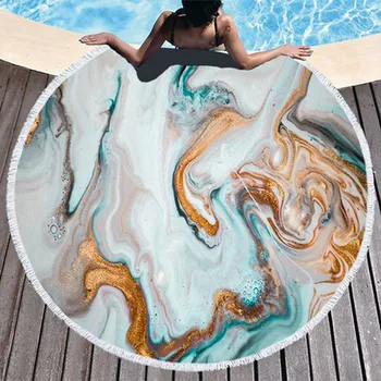Naujas Gobelenas Marmuro Didelės Apvalios Paplūdimio Rankšluostį Spalvinga Dreni Modelis Mikropluošto Dušo BathTowel Kelionės Antklodė Plaukimo Dangtis