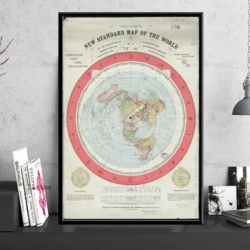 Naujas Standartas Pasaulyje Žemėlapį, Plakatas Šiuolaikinio Meno Tapybos Ant Sienos Modulinės Nuotraukas Kambarį Namuose Rinkimo Apdaila