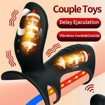Naujas Vibruojantis Penio Žiedas Silikoninis Gaidys Kapšelio Žiedas Nuotolinio 10 Rūšių Klitorio G spot Lyties Žiedas Ejakuliacija Sekso Žaislų Pora Men