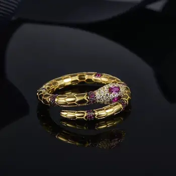 Naujas modelis Gyvatės formos žiedai moterims Nustatyti gręžimo aukso Reguliuojamas atidarymo didmeninė daug urmu papuošalai DZ 4