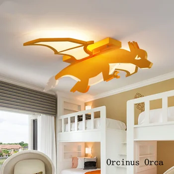 Naujas ugnis kvėpavimas drakonas, lubų lempa berniukas, miegamojo, vaikų kambario lempos animacinių filmų kūrybos led dinozaurų lubų lempa nemokamas pristatymas