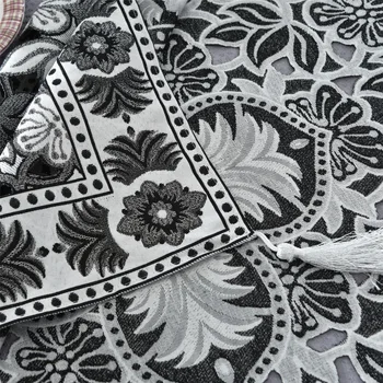 Naujausią 2 vnt/set Turas 140cm Prabanga Enbroidery Stalo Tekstilė Mados Elegantiška Juoda Skiedra Medžiaga Stalo Dekoro Priedai