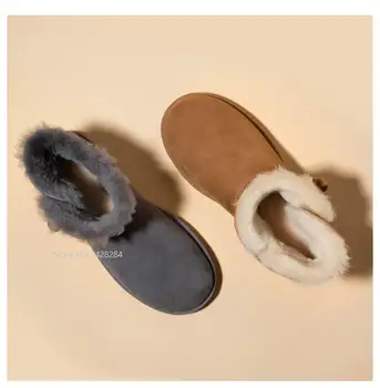 Nauji Avikailio sniego batai Šiltas ir kvėpuojantis Šalčio atsparumas Šviesos ir švelni Moteris Sniego Batai avių plaukai Šilti Žieminiai Batai