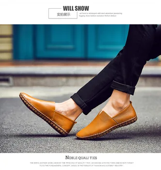 Nauji vyriški batai viršutinis sluoksnis karvės odos atsitiktinis rankų Doudou batai minkštos odos minkštas padas kvėpuojantis batai didelio dydžio shoeey
