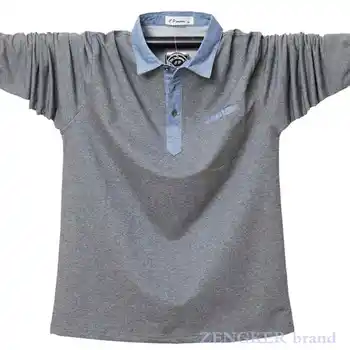 Nauji vyriški plius dydis mados polo marškinėliai kieto spalvų prarasti atvartas ilgomis rankovėmis marškinėliai, vyriški drabužiai, 5XL
