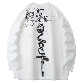 Nedidelę Žalą Grafiti Long Sleeve T-Shirts 2020 M. Rudens Žiemos Hip-Hop Atsitiktinis Tees Marškinėliai Negabaritinių Marškinėlius Harajuku
