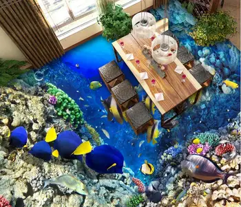 Nemokamas pristatymas 3D Custom Siena Lipdukas Povandeninis Urvas Tropinių žuvų Tapyba, Foto Tapetai, Sienų ir namų dekoro freskos paštu