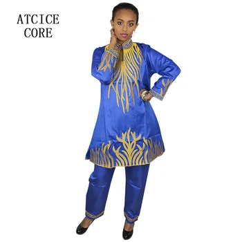 Nemokamas pristatymas naujos afrikos heidi bazin siuvinėjimo dizaino suknelės, kelnės viršuje su afrikos drabužius DP83#