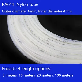 Nemokamas pristatymas nuo 100 metri/lotto Tubo di Nailono PA6X4mm OT 6mm ID 4mm Plastica Flessibile Tubo PolyamideTube
