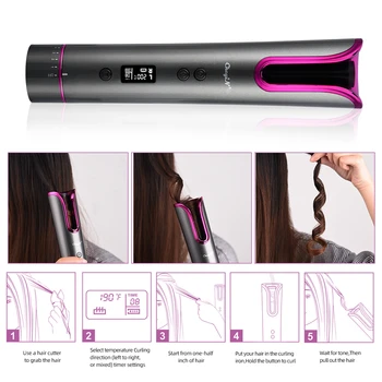 Neribojama Automatinė Hair Curler Belaidžius Plaukai Garbanoti Roller Lazdelė Profesinės Temperatūra Reguliuojama Plaukų Dvejoti USB Įkrovimo