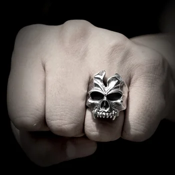 Nerūdijančio Plieno Vyrų Žiedai Valdinga Velnias Dantų Kaukolė Punk Rock, Gothic už Dviratininkas Vyrų Berniukas Papuošalų Kūrybos Dovana, Didmeninė