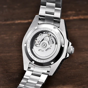 Nerūdijančio Plieno vyriški Laikrodžiai PAGANI DIZAINAS Mechaninis Laikrodis atsparus Vandeniui 100M Sporto Black Watch Top Prabangus Automatinis laikrodis