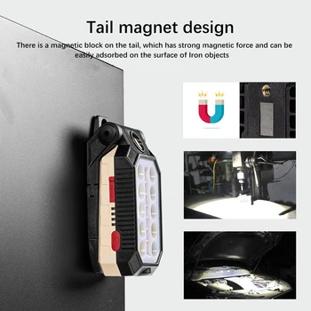Nešiojamų COB Darbo Lemputė USB Įkraunamas LED Žibintuvėlis Reguliuojamas Vandeniui Kempingas Žibintų Magnetas Dizainas su Energijos Ekranas