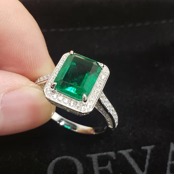 OEVAS 925 Sterlingas Sidabro Putojantis 8*10mm Sintetinis Smaragdas Vestuvių Žiedai Putojantis Vestuvių Dalyvavimo Šalies Fine Jewelry