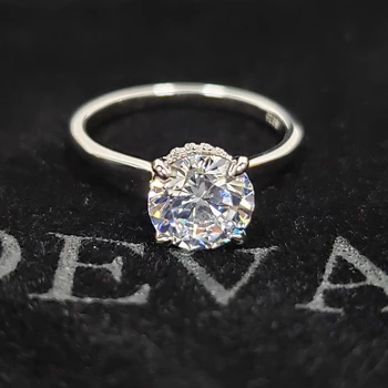OEVAS Kietas 925 Sterlingas Sidabro Žiedas Putojantis 8MM Aukštos Anglies Diamond Vestuvės Jubiliejų Bauda Papuošalai Dovanos Moterims