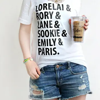 OKOUFEN Gilmore Mergaičių vardai Tee mados tumblr marškinėliai laiškas spausdinti unisex atsitiktinis viršūnes tee aukštos kokybės juokinga moteriški marškinėliai