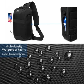 OZUKO Crossbody Krepšiai Vyrų Anti-theft Vyrų Vandeniui USB Įkrovimo Krūtinės Pack Trumpą Kelionę 