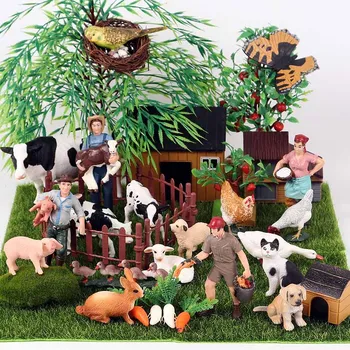 Oenux Farm House Modelis Veiksmų Skaičius, Zoologijos Sodas Staffer Finansuojančiojo Berniukas Karvė Kiaulė Antis Šuo Ūkio Gyvūnai Nustatyti Figūrėlės Gyvas Žaislas Vaikams Dovanų
