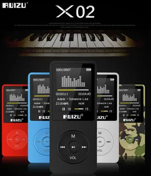 Originalas anglų kalba RUIZU X02 MP3 Grotuvas 4G/8G/16G Nešiojamasis Mp3 Gali Groti 80 valandų Su FM Radijas, E-Knyga,Laikrodis Balso