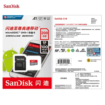 Originalios SanDisk Micro SD Kortelę 64GB 100MB/s 16GB 32GB 128GB 256 GB 200GB 512 GB U1 Class 10 Atminties Kortelę 