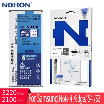 Originalus NOHON Bateriją, Skirtą Samsung Galaxy Note 4 Krašto S4 S3 N9100 N910X N9150 I9505 I9300 Pakeisti Ličio Polimero Baterijų
