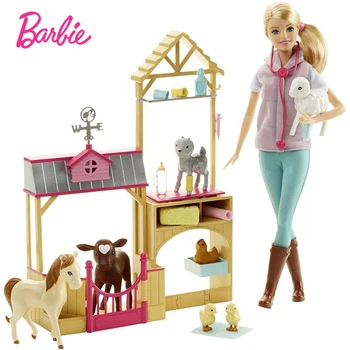 Originalus Naujas Barbie Lėlės Ūkio Veterinarijos Dovanų Rinkinys Barbie Princesė Mergaitė puošniai Apsirengti Drabužius Žaislas Gimtadienio Dovana Oyuncak DHB71