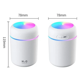 Oro drėkintuvas difuzorius aromatas, įvairių spalvų LED šviesos 0.3 l difuzorius su USB filtras namų