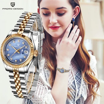 PAGANI DIZAINO Kvarcinius Moterų Laikrodžiai Mados Atsitiktinis Ponios Suknelė Laikrodį iš Nerūdijančio Plieno, atsparus Vandeniui Žiūrėti Safyro Stiklas 2020 m.