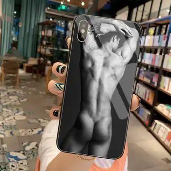 PENGHUWAN Seksualus sporto žmogus, Telefono dėklas, Padengti Grūdinto Stiklo iPhone 11 Pro XR XS MAX 8 X 7 6S 6 Plus SE 2020 atveju