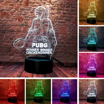 PUBG Pav 3D Iliuzija LED naktinė lempa 7 Spalvinga Pakeisti Blykstės Šviesos Stalo Lempos Žaidimo Modelį, Žaislai