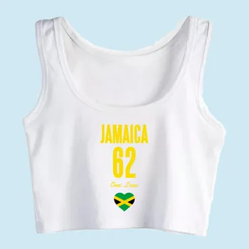 Pasėlių Viršų Moteriška Jamaika 62 Viena Meilės Jamaikos Vėliavos Karibų Dizainas, Vintage Spausdinti Viršūnes Moterims