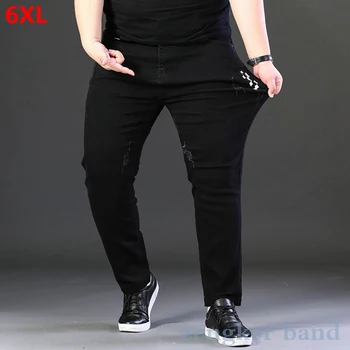 Pavasario potvynio vyrų siuvinėjimo black jeans vyriškos kelnės juoda didelio dydžio vyriškų negabaritinių vyriškos kelnės 6XL