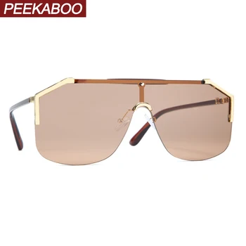 Peekaboo vienas gabalas akiniai nuo saulės vyrams taškus 2020 negabaritinių saulės akiniai moterims, rudos frameless gradientas objektyvas uv400 pusė metalo